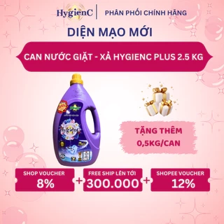 Can Nước Giặt Xả HygienC Plus 2,5Kg/Can Đậm Đặc Hương Nước Hoa