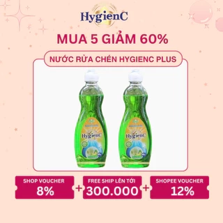 Chai Nước Rửa Chén HygienC Plus 400 Gram Hương Dưa Lưới Làm Sạch Vết Dầu Mỡ