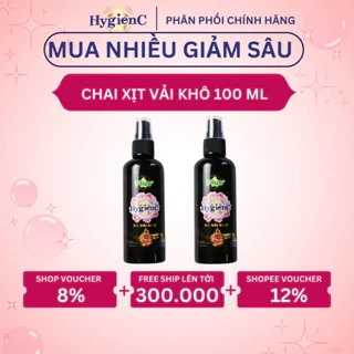 Chai Xịt Xả Vải Dạng Khô HygienC Plus 100ml/Chai Lưu Hương 24H - Xịt Thơm Quần Áo