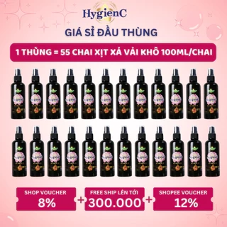 Thùng 55 Chai Xịt Xả Vải HygienC Plus 100ml/Chai - Xịt Thơm Quần Áo Lưu Hương Tới 24H