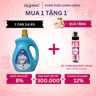 Nước Giặt Xả HygienC Plus Can 3,6Kg/Can Hương Nước Hoa Đánh Bay Mọi Vết Bẩn