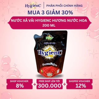 Túi Nước Xả Vải HygienC Plus 200ml Hương Nước Hoa Cao Cấp Lưu Hương Tới 100 Giờ - Hàng Chính Hãng