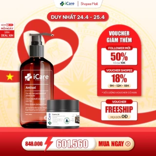Combo Sản Phẩm Ezema 50 & Dầu Gội Sạch Gàu Antisol | Thương Hiệu iCare Pharma | Hỗ Trợ Trị Gàu Ngứa, Nấm Da Đầu Lâu Năm