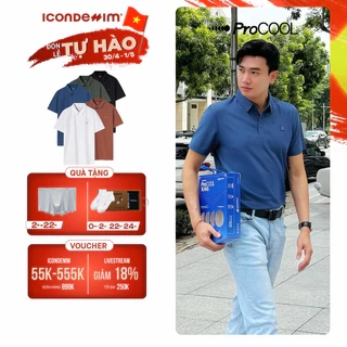 Áo polo nam PROCOOL ICONDENIM form slim-fit, công nghệ hạt làm mát thoáng khí, co giãn 4 chiều, vải mịn ít nhăn PLID0153