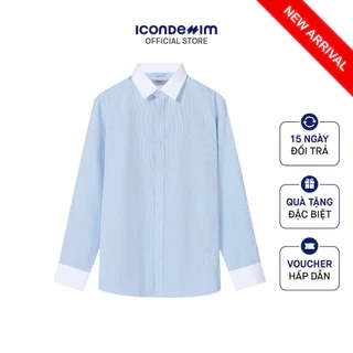 Áo Sơ Mi Poly Cotton Nam Tay Dài Sọc Xanh Patterned Heat - Embossed Form Regular SMID0298