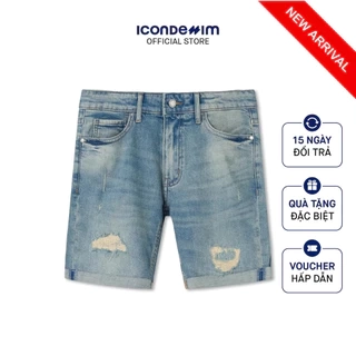 Quần Short Denim Nam Basic 5-pocket Ripped Wash Form Slim-fit QSID0228