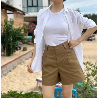 Quần short lưng cao phong cách parisian đơn giản thanh lịch idée
