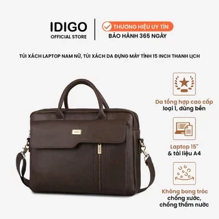 Túi xách da công sở cao cấp IDIGO MB2-6012-00 đựng laptop 15 inch nam nữ kiểu nắp vạt xéo thanh lịch