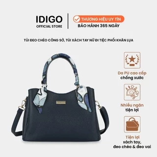 Túi Xách Nữ Công Sở Sang Chảnh IDIGO FB2-5055, Túi Đeo Chéo Thời Trang Phối Khăn Lụa Đi Tiệc Cao Cấp