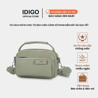 Túi xách nữ đi chơi, túi đeo chéo phom mềm nhiều ngăn dây đeo vải họa tiết IDIGO FB2-4323