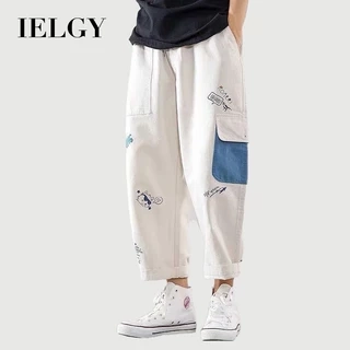 IELGY graffiti in chữ ống thẳng quần rộng thứ chín dành cho nam