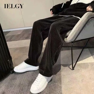IELGY tất cả các trận đấu vải nhung phong cách Hàn Quốc thẳng quần màu trơn thông thường dành cho nam