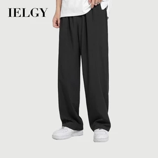 Quần dài dáng rộng lụa băng đen IELGY nam
