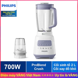 Máy xay sinh tố Philips HR2221 HR2221/00 công suất 700W, bộ 2 cối, dung tích cối lớn 2L - Hàng phân phối chính hãng