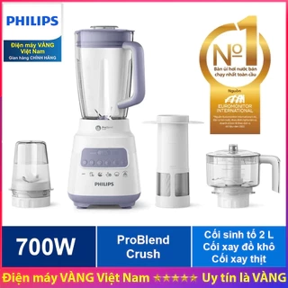 Máy xay sinh tố Philips HR2223 HR2223/00 bộ 3 cối xay nhựa, 5 chế độ cài đặt sẵn, nghiền mịn đá - Hàng chính hãng
