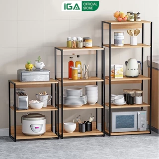Kệ lò vi sóng IGA sắp xếp không gian bếp gọn gàng phong cách hiện đại GM05