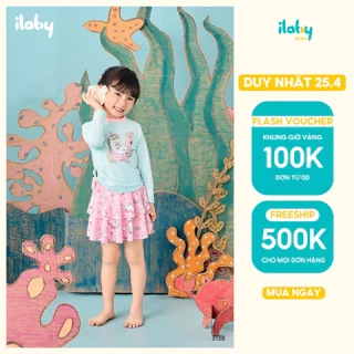 Bộ đồ bơi bé gái ILABY bộ bơi Mermaid Pony chất liệu thun lạnh gồm áo dài tay kèm chân váy [3138]