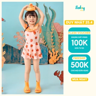 Bộ đồ bơi bé gái ILABY bộ swimsuit cutout lưng cho bé gái thiết kế khoét nách cổ bẻo size từ 9-38kg [3161]