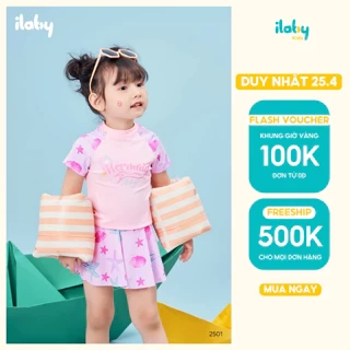 Bộ đồ bơi cho bé ILABY áo tay ngắn kết hợp chân váy chất liệu thun lạnh [2501]