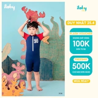 Đồ bơi bé trai ILABY đồ bơi cộc tay quần đùi chất liệu thun lạnh chống nước size đại 9-38kg [3136]