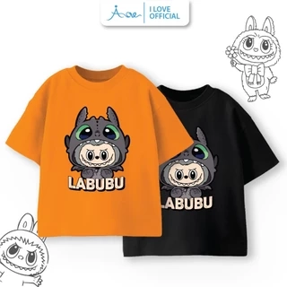 Áo phông LABUBU cho bé, áo thun ILOVE chất cotton mềm mịn thoáng mát mặc ở nhà đi học đi chơi