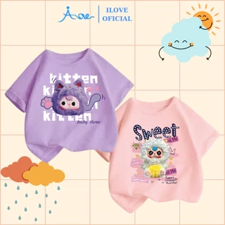 ILOVE Áo thun BABY THREE, áo phông cộc tay BABYTHREE chất COTTON mềm mịn, thoáng mát cho bé gái 8.5-32kg