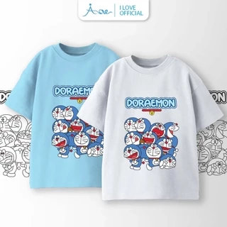 ILOVE Áo thun cộc tay mèo máy DORAEMON Dora Dora, áo phông tay ngắn chất COTTON mềm mịn, thoáng mát cho bé 8.5-32kg