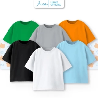 ILOVE Áo thun cộc tay trẻ em mẫu trơn, áo phông tay ngắn ILOVE chất COTTON thoáng mát dành cho bé trai, bé gái 8.5-32kg
