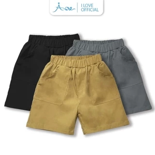 Quần đùi cộc kaki bé trai, quần short ngắn ILOVE chất liệu kaki mềm cho bé từ 10-32kg