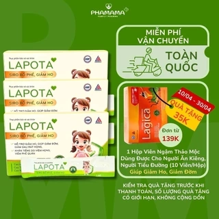 Combo 3 hộp siro Lapota dạng gói hỗ trợ bổ phế, thanh đờm, giảm đau họng, tăng cường hệ miễn dịch