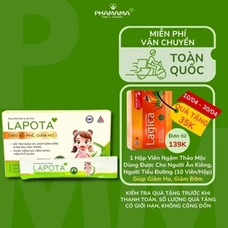 Siro bổ phế Lapota dạng gói hỗ trợ thanh đờm, giảm đau họng, tăng cường hệ miễn dịch 20 gói x 5ml