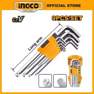 Bộ 9 chìa lục giác thép CRV cao cấp HHK12091 đầu lục giác và đầu bi tròn