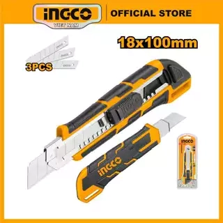 Dao rọc giấy Ingco HKNS11815 x1 lưỡi dài 179mm | HKNS16538 | HKNS28035 x3 lưỡi dao 18mm x 100mm, chiều dài 169mm