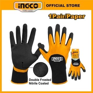 Găng tay Nitri INGCO HGNF03 và HGNF01 thiết kế đặc biệt để sử dụng trong môi trường dầu mở chống thấm nước, độ bền cao