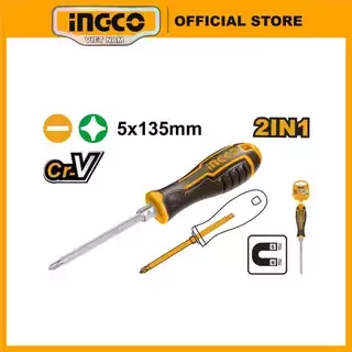 Tua vít 2 đầu INGCO AKISD0203 5x135mm đầu PH1+SL5 chất liệu thép CRV
