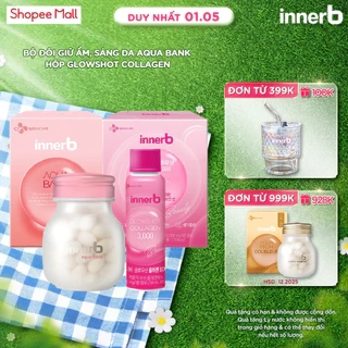 Bộ đôi giữ ẩm, sáng da InnerBAquaBank lọ 56 viên & hộp 6 chai nước uống Collagen Glowshot