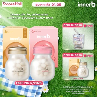 Bộ đôi thực phẩm bảo vệ sức khỏe giữ ẩm da sáng mịn InnerB Aqua Rich Doubleup và InnerB Aqua Bank