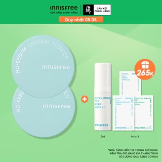 Bộ 2 Phấn phủ bột kiềm dầu, mịn lì lâu trôi INNISFREE No Sebum Mineral Powder 5g
