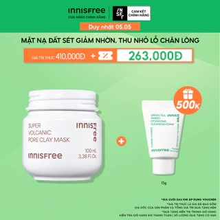 Siêu mặt nạ đất sét tro núi lửa giảm nhờn, thu nhỏ lỗ chân lông INNISFREE Super Volcanic Pore Clay Mask 100ml