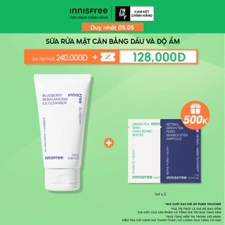 Sữa rửa mặt Blueberry làm sạch, cân bằng dầu và độ ẩm innisfree Blueberry Rebalancing 5.5 Cleanser