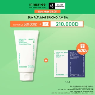 Sữa rửa mặt trà xanh sạch sâu ẩm mịn INNISFREE Green Tea Amino Cleansing Foam 150g