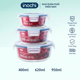 Hộp thuỷ tinh tròn Inochi nhiều dung tích, hộp đựng cơm văn phòng, hộp thủy tinh có nắp đậy