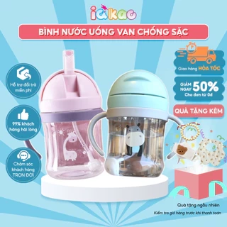 Bình Nước Cao Cấp 250ml Cho Bé Van Chống Sặc, Chịu Nhiệt Tốt, Tay Cầm Tiện Lợi, Phù Hợp Để Tập Uống Sữa và Nước IQ Kao