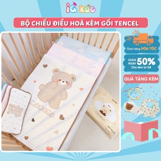 Bộ Chiếu Điều Hòa Kèm Gối Tencel MONONA Cao Cấp, Thoáng Mát, Êm Ái An Toàn Cho Da Bé 60x120cm IQKao