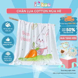 Chăn Lụa Cotton Mùa Hè IQ KAO Chăn Quấn, Chăn Ủ Mềm Mát Kháng KhuẩnThoáng Khí Size 110x110cm