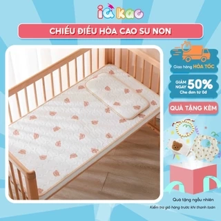 Chiếu Điều Hòa Cao Su Non IQKAO Cho Bé Kèm Gối Mát Lưng, Thoáng Khí, Không Cần Bật Điều Hòa – Size 60x120cm