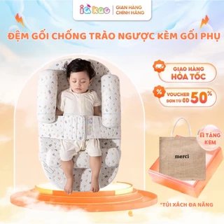 Đệm Gối Chống Trào Ngược Sơ Sinh IQKAO Tặng Chăn Ủ Choàng, Kèm Gối Chặn Giúp Bé Ngủ Ngon, Hỗ Trợ Tiêu Hóa Chống Nôn BI01