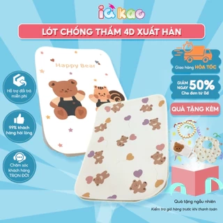 Lót Chống Thấm 4D Xuất Khẩu Hàn Quốc Cho Bé Chất Liệu An Toàn, 4 Lớp Bền Đẹp, Họa Tiết Đáng Yêu IQKAO