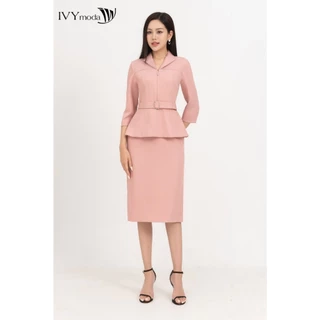 Đầm ôm mix set tay lỡ nữ IVY moda MS 48T0225