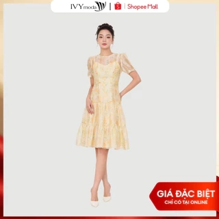 Sunpetal Dress – Đầm Tencel hoa vàng pastel, Đầm công sở nữ IVY moda MS 48T0270